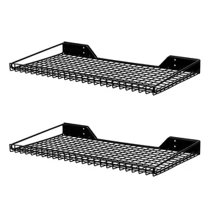 JH-Mech Heavy Duty Garage Wall Shelving 2 Pack 23.6"x11.8" Metal Wire Shelves Max Load 65 Lbs Metal Wall Shelves For The Garage