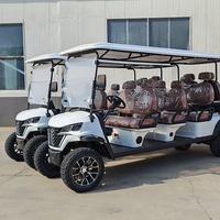 Voiturette de golf électrique 5-6 places, surélevée, haute clarté au sol, vitesse 70 km/h, autonomie 90 km, pneus robustes, capacité de montée 20-25 %