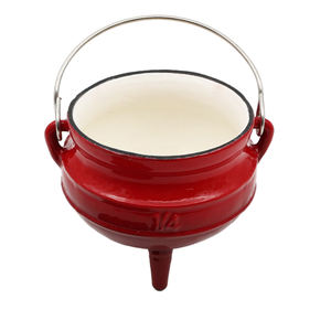 Potjie Pot en fonte émaillée rouge, durable, sain, non toxique, à trois pieds, pour cuisson suspendue - Product Image 6