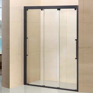 Günstige schwarze Aluminium Profil Bad Lowes 3-seitige Duschkabine gehärtetes Glas Bad Pivot Duschkabine Duschkabine Tür