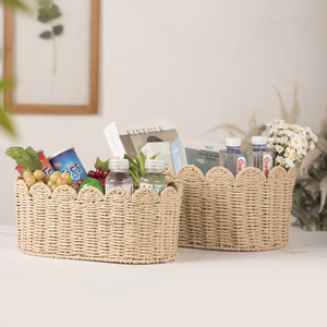 Woven <b>Storage</b> <b>Basket</b> Rectangle <b>Large</b> Capacity Handmade For Home Organizing Clothes Sundries Kitchen Desktop Toys Snacks - Product Image 1