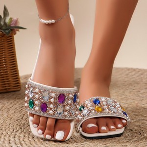 Summer One Line Slippers Water Outdoor Versatile Square Head Fashion Women's <b>Flat</b> Bottom Casual Beach Sandals - Product Image 4