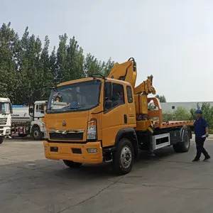 Howo Flat Bed Tow Truck Wrecker With 5tons Crane For Sale