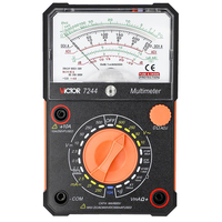 Multimètre analogique-numérique à double affichage VICTOR 7244, AC/DC 500V 10A, testeur de résistance et de diode (précision 0,5% + 3), test de batterie