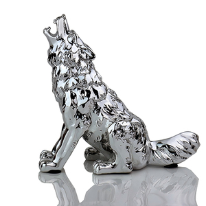 10 Cm Vàng Bạc Wolf Nhựa Thủ Công Điêu Khắc Bức Tượng Nghệ Thuật Cho Màn Hình Hiển Thị Trong Nhà Cho Văn Phòng Nhà Trang Trí Cho Quà Lưu Niệm Quà Tặng - Product Image 2