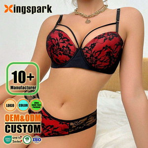 Set Reggiseno e Mutandine in <span class=keywords><strong>Pizzo</strong></span> Floreale Personalizzato, Intimo Sexy con Supporto a Filo, Logo e Colore Personalizzabili - Product Image 1