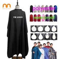 Capes de coiffure en polyester pongé personnalisées avec logo, imperméables, marron, avec crochet, pour salon de beauté et coupe de cheveux