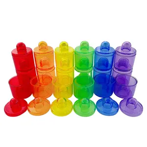 半透明彩色罐子小量杯儿童迷你感官玩具实验教具小学教育