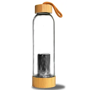 सबसे अच्छा बेच Borosilicate गिलास पीने की बोतल चाय Infuser के साथ और बांस ढक्कन के साथ फिल्टर