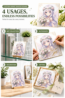 Papan Seni Shikishi Anime Kustom dengan Cetakan Foil Emas Holografik Laser, Koleksi Autograf, Dilengkapi Penyangga
