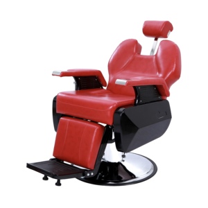 Chaise de barbier en métal et cuir, équipement de salon de coiffure antique, vente chaude, rouge vif - Product Image 5