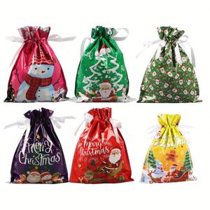 <b>Christmas</b> Drawstring <b>Gift</b> <b>Bags</b> 2026 Novelty Xmas Treat Sacks for Candy Cookies - Holiday Party Decoration & Favor Pouches Set - Product Image 2