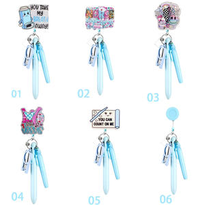 Kalıcı keçeli kalem işık tükenmez kalem katlanabilir makas LED el feneri hemşire aksesuarları geri çekilebilir makaralı isimlik hemşire kalem seti - Product Image 5