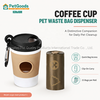 Dispensador de Bolsas para Desechos de Mascotas con Clip para Taza de Café, Portátil, de Plástico, para Pasear Perros, 15 Bolsas por Rollo, Fácil Dispensación, Color Marrón, Venta al Por Mayor
