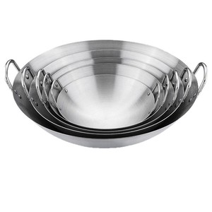 Stainless Steel Wok Round Bottom Double Handled Uncoated For Home And Commercial Use Stir Fry Cooking - Product Image 1