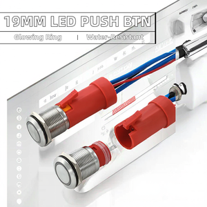 19mm đen anodized nhôm thép không gỉ IP67 có dây không thấm nước tạm thời latching Vòng LED <span class=keywords><strong>push</strong></span> <span class=keywords><strong>button</strong></span> chuyển 1NO - Product Image 2