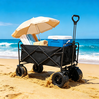 Chariot pliable tout-terrain robuste à quatre roues, capacité 100 kg, chariot de shopping, chariot de camping, chariot utilitaire portable, chariot de plage, chariot d'extérieur