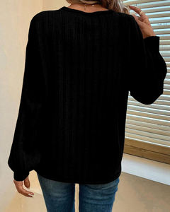 T-shirts à manches longues pour femmes, col rond, couleur unie, respirants, fabriqués directement en usine, mode automne-hiver, hauts décontractés avec poche - Product Image 5