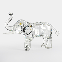 Trophée éléphant portable de grande taille en verre et cristal brillant, style pyramide, avec gravure en relief pour souvenir et utilisation sur bureau