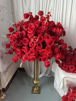IFG Vente flash Centre de table en forme de rose rouge de 100 cm de diamètre pour la décoration de table de mariage