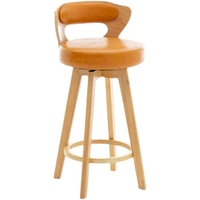 Tabouret de bar pivotant de style rétro européen de luxe, avec structure en bois massif et dossier, idéal pour la maison, la cuisine, le café ou le bar.