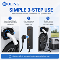 Adaptateur de décharge OLINK J1772 V2L, déchargeur EV avec multiprise US 15A 110V, station d'alimentation mobile pour le camping en plein air et les voyages routiers