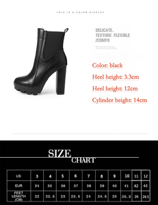 New Thick Heel Waterproof Platform Elastic Rubber Band Short Boots with <b>Head</b> Street <b>Style</b> Zip Closure 35-42 Sizes Ankle Height - Product Image 6