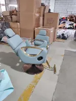 Yayou Meilleure vente Fauteuil de coiffure inclinable à 175 degrés, style incliné, avec structure en contreplaqué, base chromée et repose-pieds en acier