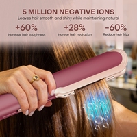 Lisseur Professionnel 2-en-1 Humide et Sec avec Affichage LED, Brosse Sèche-Cheveux et Fer Plat