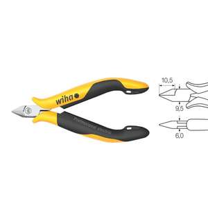 WIHA - 26814 Pinces coupantes diagonales ESD professionnelles à tête pointue étroite avec petit bord biseauté PINCES ET COUPE ÉLECTRONIQUES - Product Image 1