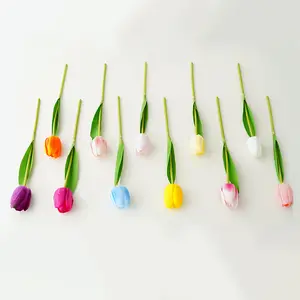 6CM kepala bunga 11 warna pabrik grosir real touch tulip rumah dekorasi meja bunga sutra pengaturan bunga