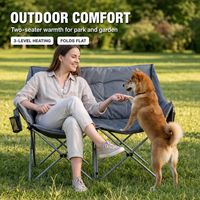 Chaise de camping pliante chauffante portable 272 kg, 3 niveaux de chaleur, double zone, alimentée par batterie externe, en Oxford 600D pour la pêche et les pique-niques