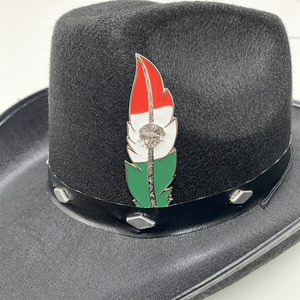 ที่กําหนดเองขายร้อนเม็กซิโกธงหมวกขนนกโลหะตรานุ่มเคลือบหมวกหมุดด้วยหมวกคาวบอยขนโลหะ - Product Image 1