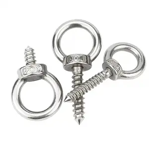 Factory Plain Stainless Steel Eye Bolt Screw with Wood Thread Eye Lag Thread Screw Hook Eyebolt