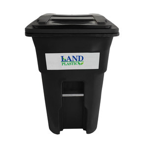 LAND LDGC64G-1 Poubelle rectangulaire à roulettes en PP vert écologique de 32, 48, 64, 96 gallons avec couvercle pour usage intérieur/extérieur - Product Image 4