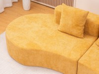 Ensemble de canapés de salon en tissu, en éponge pure compressée sous vide, avec design de compression intégré en forme de noix de cajou incurvée