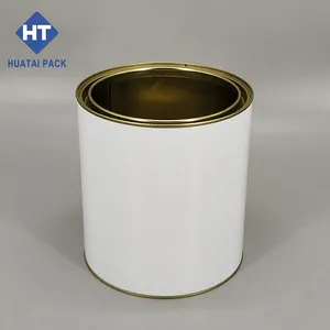 Lata de hojalata redonda cuadrada de Metal para pintura con tapas, cubos de pintura vacíos de soldadura corporal, 1 litro/galón, latas de Pintura transparente de fábrica