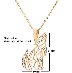 Punk In Acciaio Inox Animale Origami Lupo Della Collana Del Pendente Animale per Le Donne <span class=keywords><strong>Howl</strong></span> alla Luna geometrica Lupo Amante Degli Animali - Product Image 3