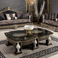Ensemble de canapés turcs classiques, faits à la main, luxe, bois massif, noir et or, style baroque, pour salon