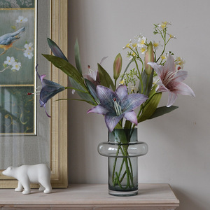 Artificial Lily <b>Flowers</b> 3D Effect <b>Silk</b> <b>Flower</b> Arrangement For Home Decor Tabletop Display - Product Image 4