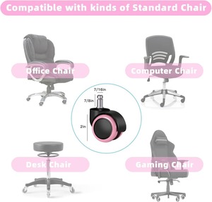 SGY Set roda kursi kantor, roda furnitur batang nilon 2 inci dengan rem 5 merah muda - Product Image 5
