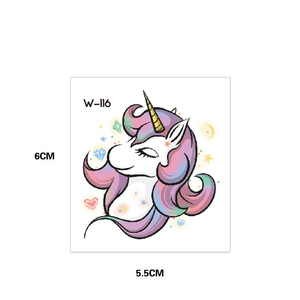 Tatuaggi Temporanei a Trasferimento d'Acqua per Bambini con Disegni di Unicorni Cartoon, Vendita all'Ingrosso - Product Image 5