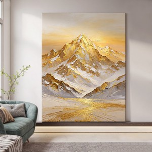 Modern Mountain Landscape Oil <b>Painting</b> Gold Leaf Texture Hand Painted <b>For</b> Living Room Entryway Decorative Art - Product Image 3