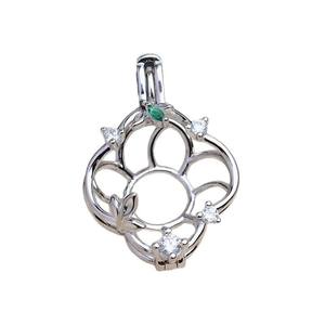 Colgante de Plata 925, Accesorios para Joyería DIY, con Base Hueca, Modelo 5839, 11.5-11.9mm, Bañado en Oro, Jaula para Perlas sin Perforar - Product Image 5