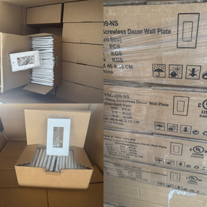 <span class=keywords><strong>Plaque</strong></span> murale décorative UL homologuée, finition brillante blanche, durable et indestructible, double interrupteur et prise avec vis - Product Image 5