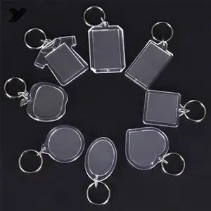 5 Stks/partij Rechthoek/Hart/Ronde Stijlen Transparant Blank Acryl Insert Foto Fotolijst Sleutelring Diy Split Ring gift