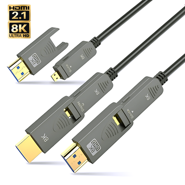 Hot Sale 8K Optical Fiber HDMI 2.1 Cable High Speed Detachable Adapter Supports EARC 48Gbps 8K60Hz 4K120Hz 2m Length Video