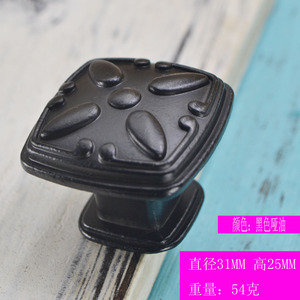 Antique Zinc Alloy Square Drawer <b>Knob</b> <b>Black</b> Matte Yellow Coffee Traditional Design Durable Cabinet Hardware - Product Image 3