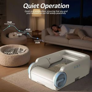 Elecpet Oem Smart App Control Self-Cleaning Automatic Open-Top Cat <span class=keywords><strong>Litter</strong></span> <span class=keywords><strong>Box</strong></span> com sensores de segurança duplos e sistema livre de odores - Product Image 6