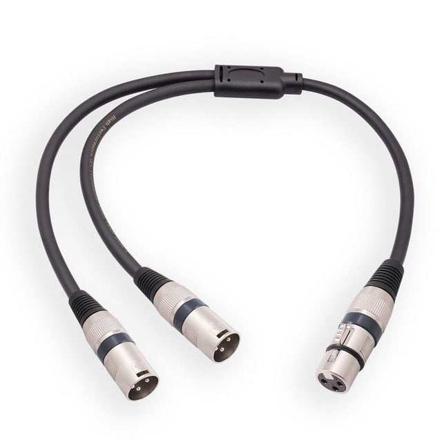 Best-selling Double-shielded 0.5-meter XLR One-tow Two-cannon Cable, One-mother Two-male Mixer Microphone Cannon Audio Cable